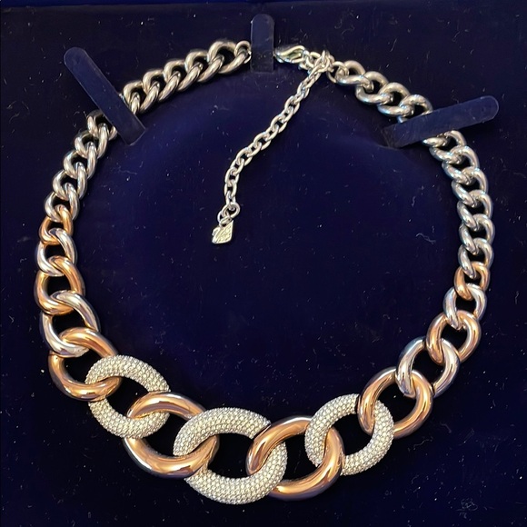Swarovski Gold and Silver Chunky Curb Link Necklace - Picture 2 of 5